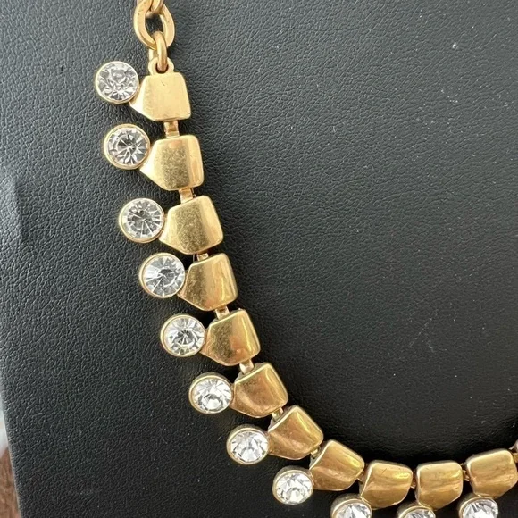 J. Crew Gold Tone & Rhinestone Necklace 20” B19 - Picture 2 of 5